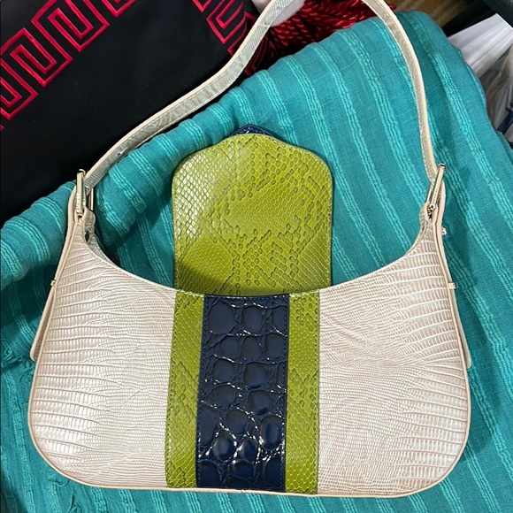 Elegant Cream and Green Women's Bag by Brahmin - Picture 9 of 9